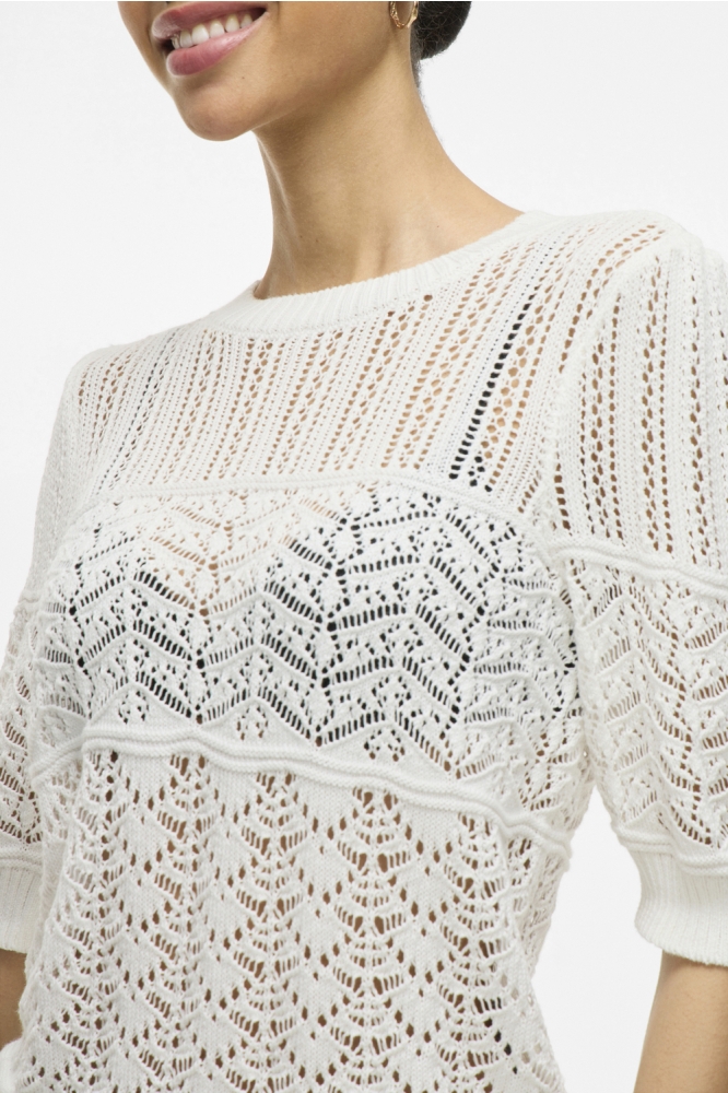 VINYA O-NECK 2-4 KNIT TOP 14104558 CLOUD DANCER